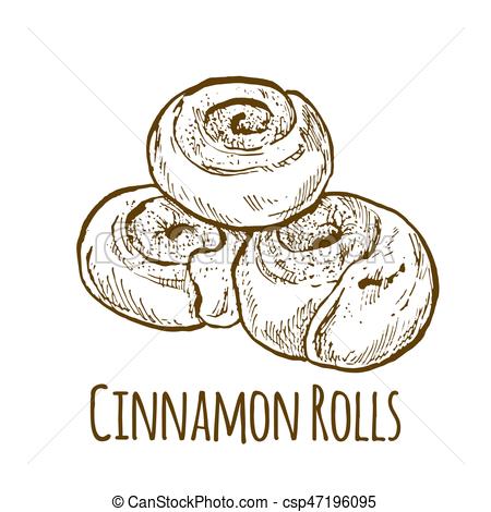450x470 cinnamon rolls, hand drawn vector illustration - Cinnamon Roll Drawing