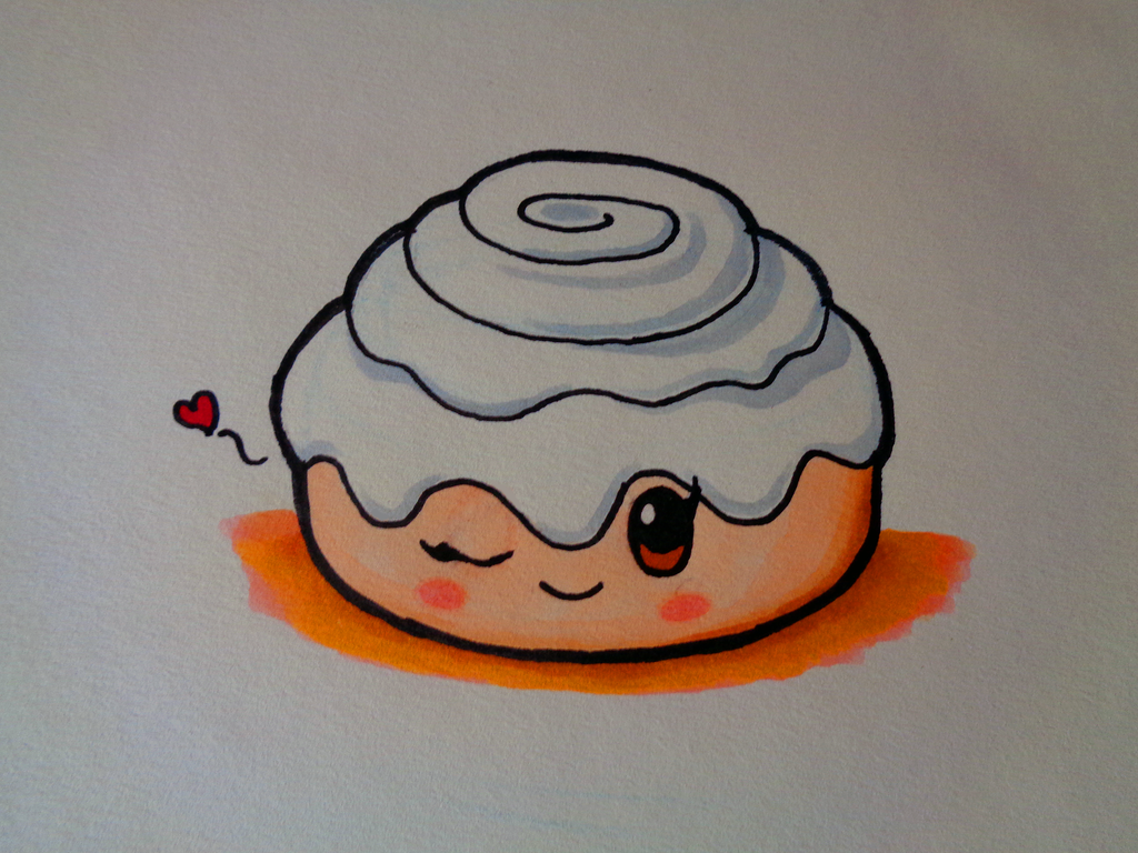 1024x768 find a cuter picture of this cinnamon roll i dare you - Cinnamon Roll Drawing