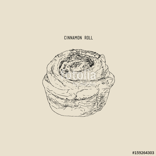 500x500 hand drawn sketch style classic cinnamon roll stock image - Cinnamon Roll Drawing