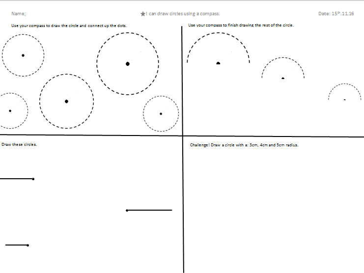 741x556 Drawing Circles With A Compass Work Sheet - Circle Compass Drawing