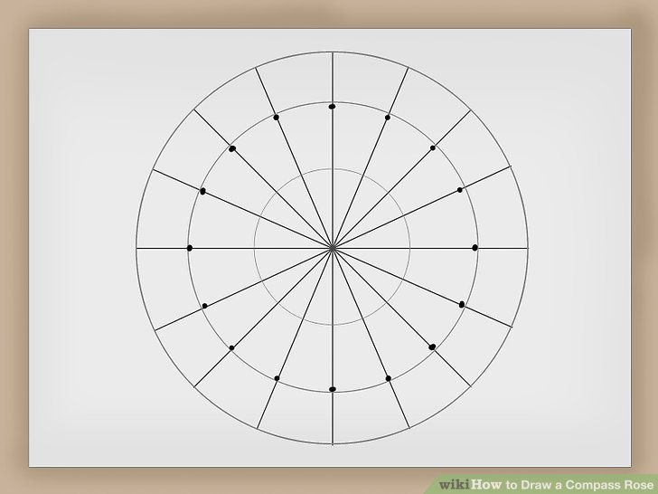 728x546 How To Draw A Compass Rose Steps - Circle Compass Drawing