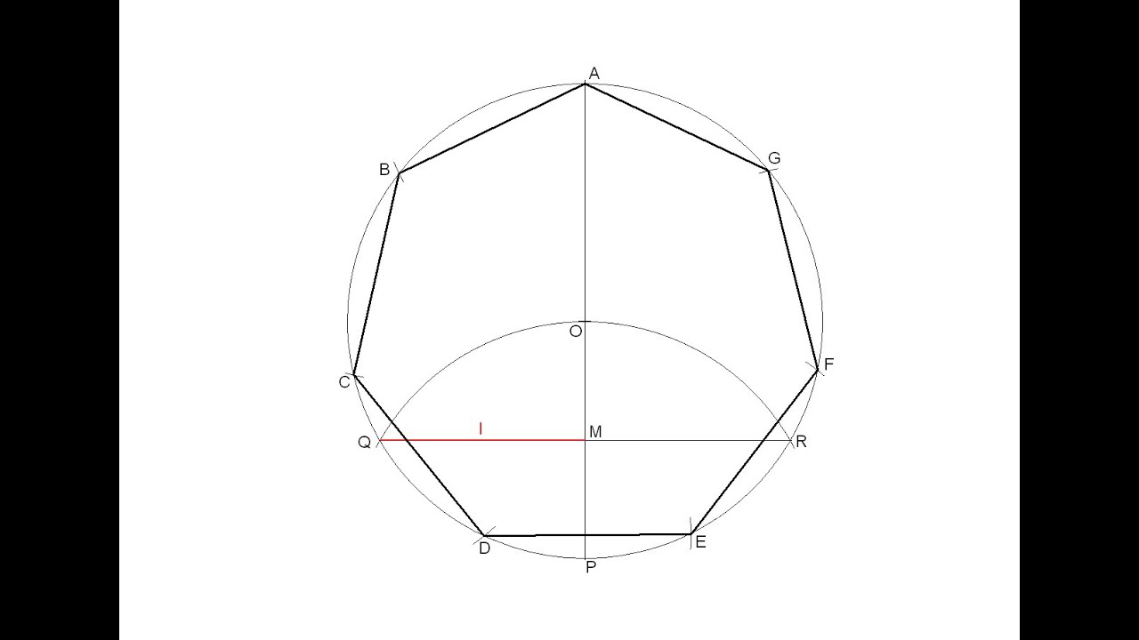 1280x720 How To Draw A Regular Heptagon Inscribed In A Circle - Circle Line Drawing