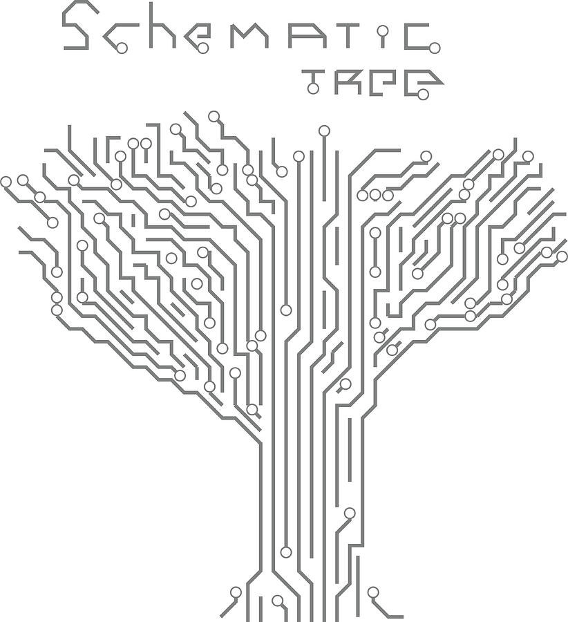 822x900 Circuit Board Pattern In The Shape Of The Tree Drawing - Circuit Board Drawing
