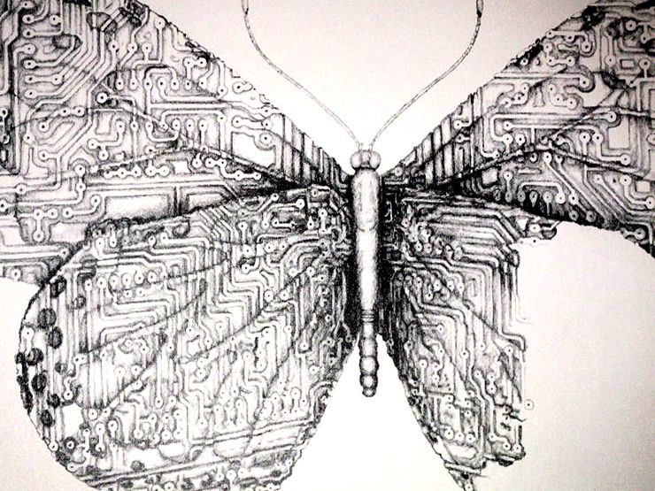 740x555 Butterfly Circuit Board Drawing - Circuit Board Drawing
