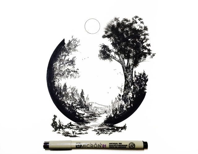 640x499 doodle art tiny circular scene - Circular Drawings