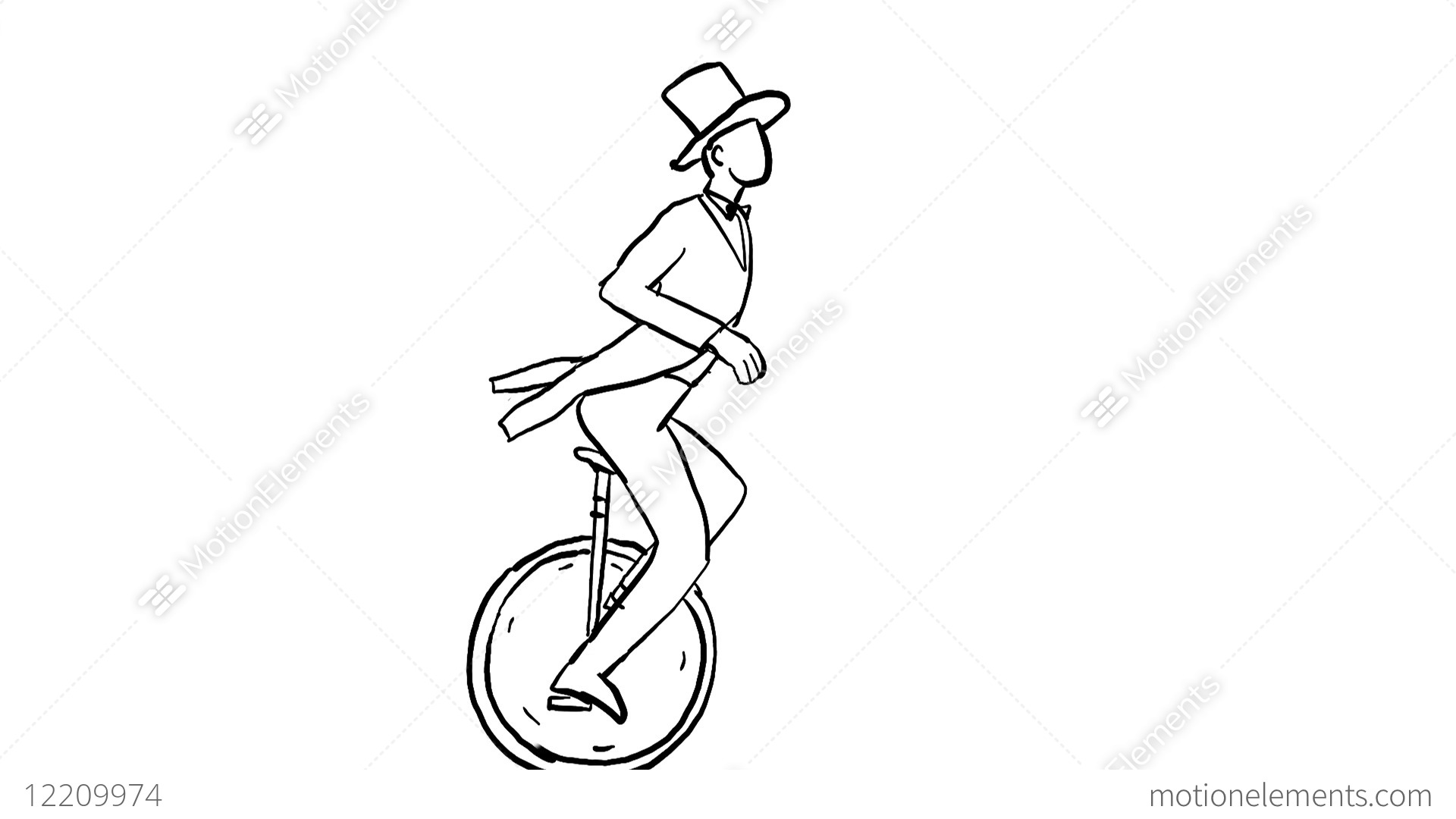 1920x1080 Circus Performer Riding Unicycle Drawing Animation Stock - Circus Drawing