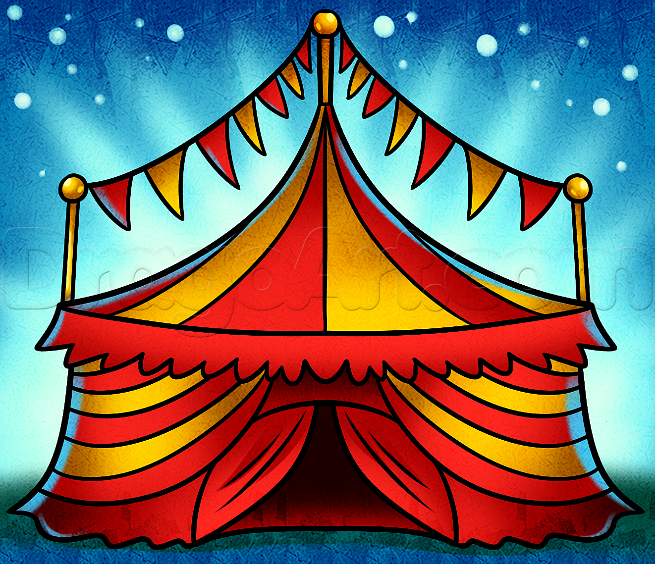 1322x1139 Circus Tent Drawing Tutorial, Step - Circus Drawing