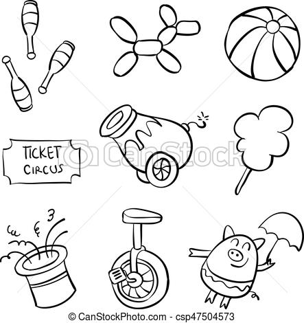 443x470 Doodle Circus Element Hand Draw Vector Illustration - Circus Drawing