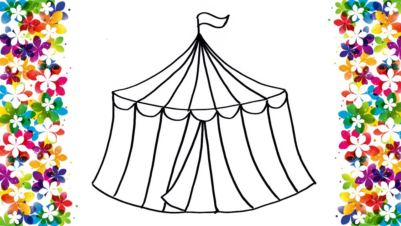 1280x720 How To Draw A Circus Tent Kids Easy Drawing And Coloring Art - Circus Drawing