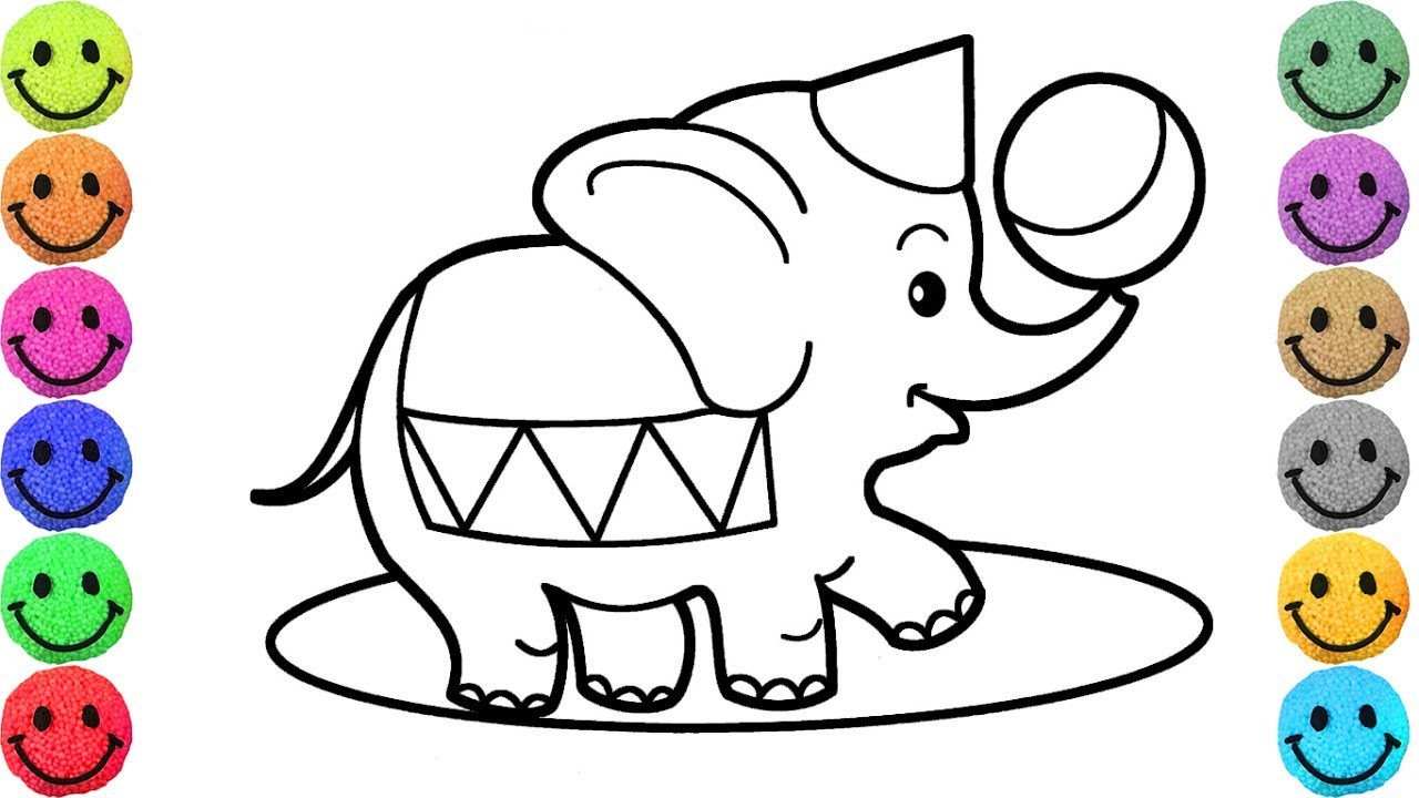 1280x720 Circus Elephant Drawing Coloring Pages - Circus Elephant Drawing