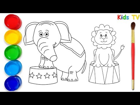 480x360 Download How To Draw Circus Elephant Lion Drawing For Kids Kids Tv - Circus Elephant Drawing