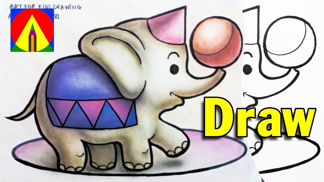 1280x720 How To Draw An Cartoon Elephant Doing The Circus Easy - Circus Elephant Drawing