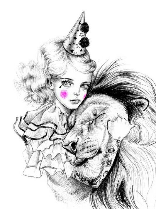 532x712 The Liontamer' A Piece - Circus Lion Drawing