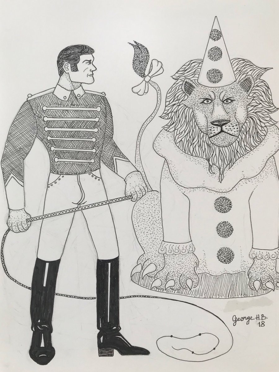 900x1200 Asphodels On Twitter A Man His Cat Ink Drawing - Circus Ringmaster Drawing