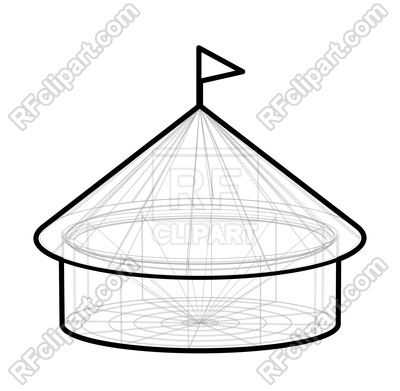 400x391 circus tent wireframe form icon vector image of architecture - Circus Tent Drawing