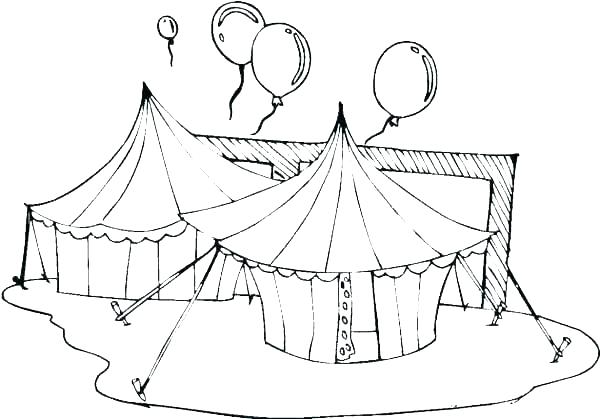 600x419 Tent Coloring - Circus Tent Drawing