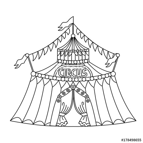 500x500 Vector Black And White Big Top Circus Tent Stock Image - Circus Tent Drawing