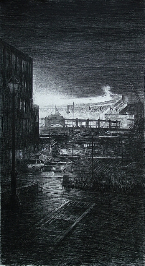 492x900 bill murphy - City At Night Drawing