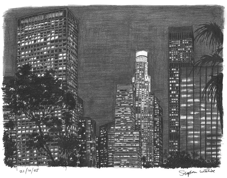 765x600 Los Angeles - City At Night Drawing