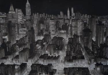 375x260 Nyc - City At Night Drawing