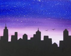 236x187 Night City Skyline Painting Lesson Painting Art, School Art - City At Night Drawing