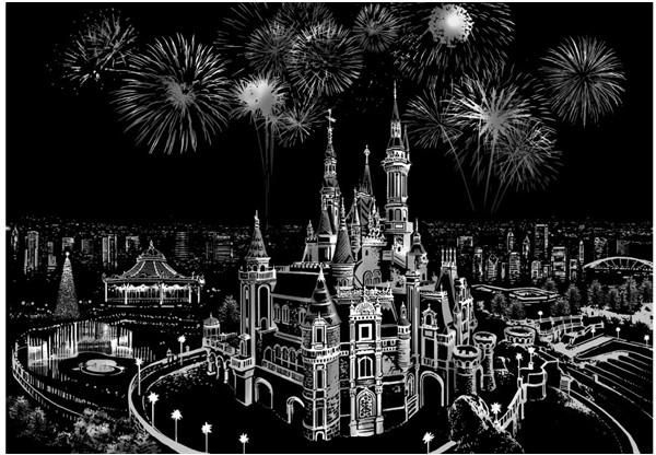 600x416 Fashion Diy Drawing Picture Wall Painting Scratch Card - City At Night Drawing