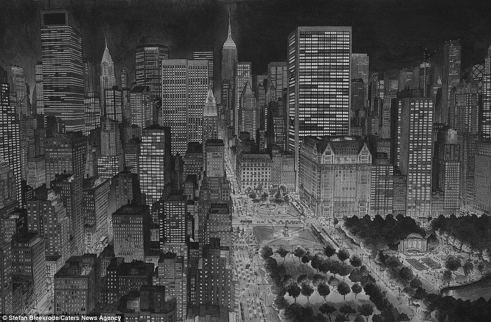 962x630 City Night Drawing - City At Night Drawing