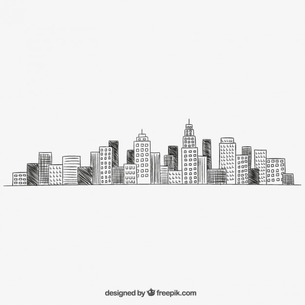 626x626 Cityscape In Hand Drawn Style Vector Free Download - City Background Drawing