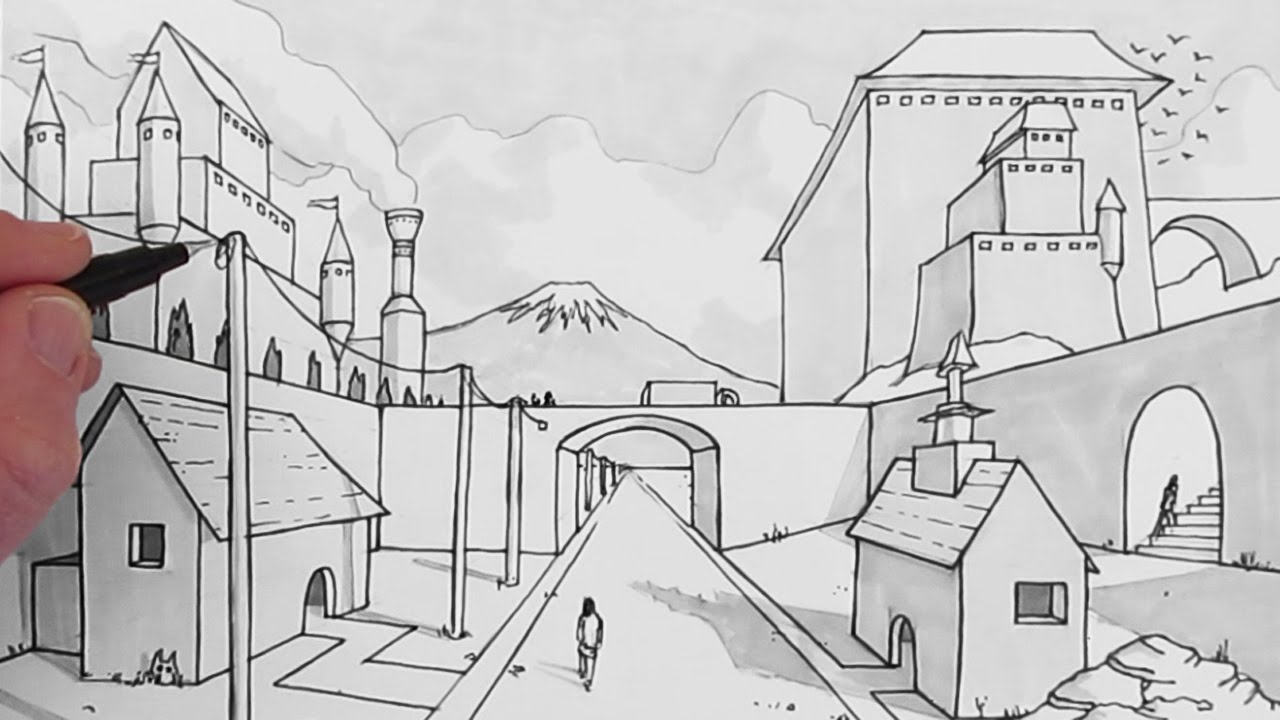 1280x720 How To Draw A Background Draw Point Perspective - City Background Drawing