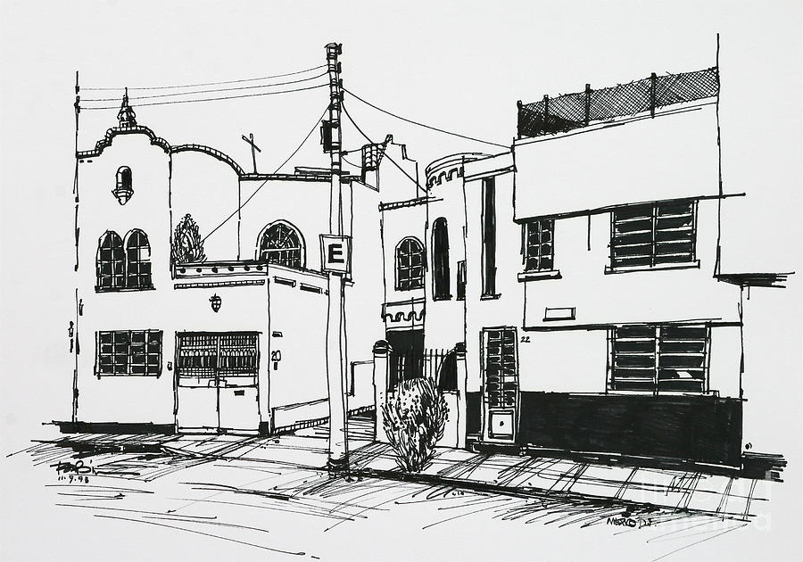 900x630 mexico city deco buildings drawing - City Buildings Drawing