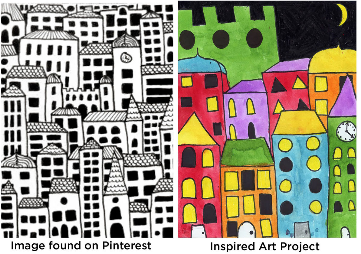 1193x840 drawing city buildings art projects for kids - City Buildings Drawing