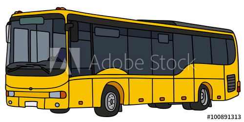 500x250 Yellow City Bus Hand Drawing, Vector Illustration - City Bus Drawing