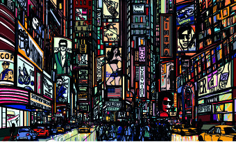 340x204 City Drawing Free Vector Download - City Cartoon Drawing