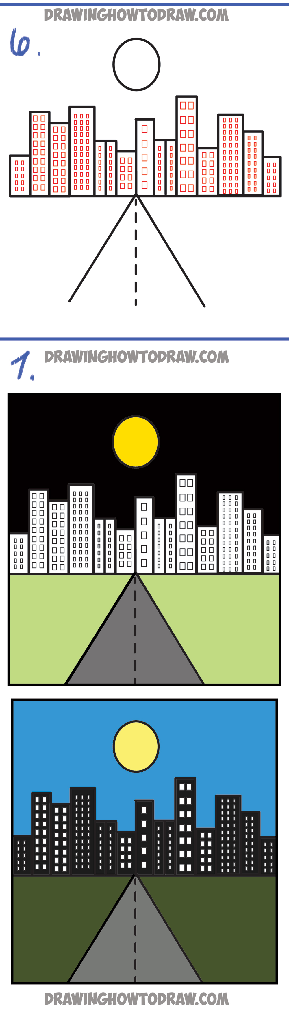 1000x3490 how to draw a city from the word city word cartoon drawing - City Cartoon Drawing