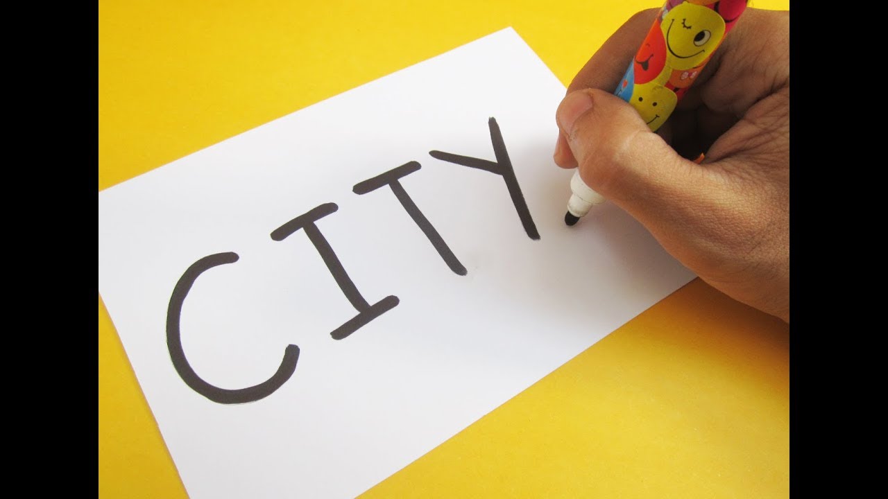 1280x720 How To Turn Word City Into A Cartoon City ! Learn Drawing Art - City Cartoon Drawing