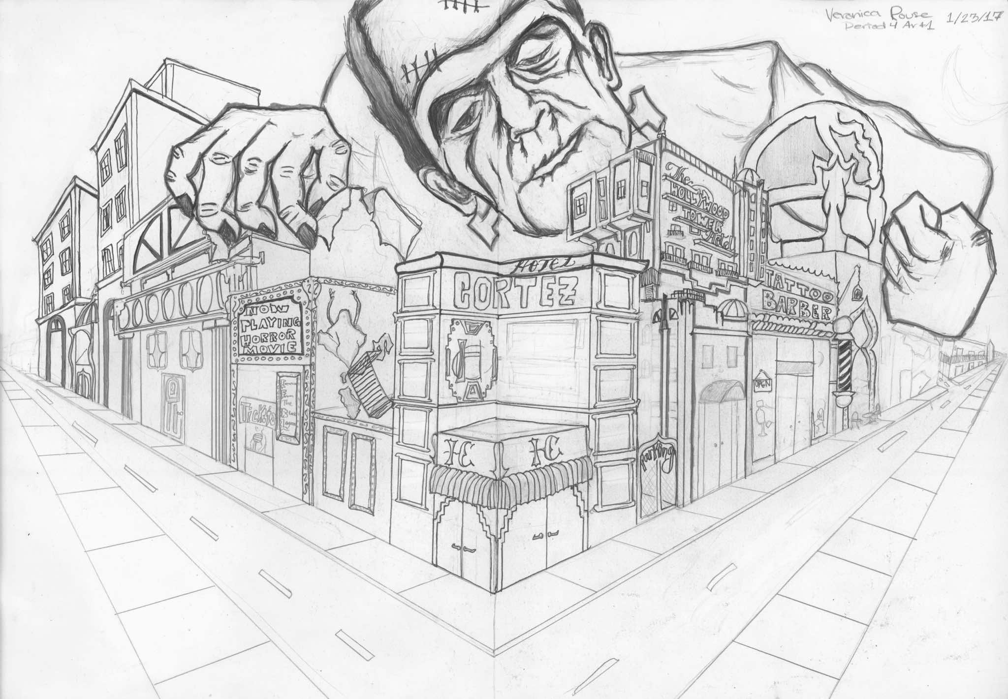 2048x1421 City Drawing Perspective For Free Download - City Drawing