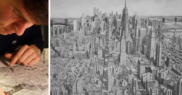 700x367 i draw famous cities from my memory bored panda - City Drawing