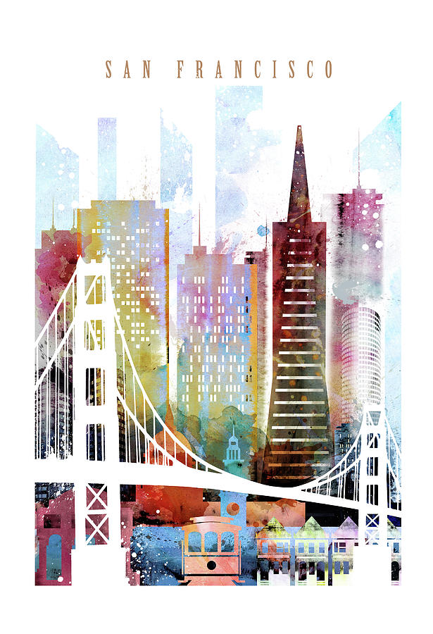 615x900 San Francisco City Skyline Painting - City Drawing
