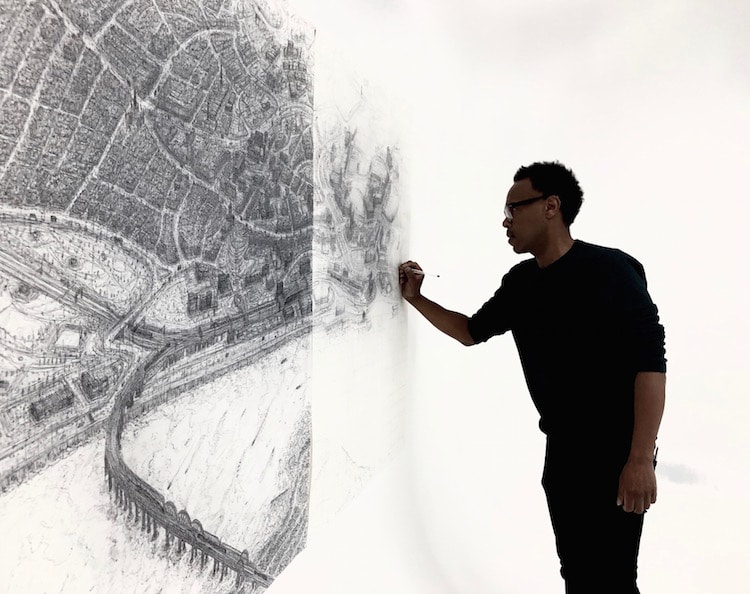 750x594 Artist Is Creating Detailed Cityscape Pen Drawings Of All - City Drawing