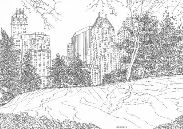375x265 Central Park New York City Drawing - City Drawing