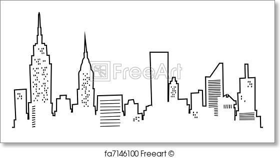 560x317 Free Art Print Of Cartoon New York Skyline Painting Parties - City Drawing Easy