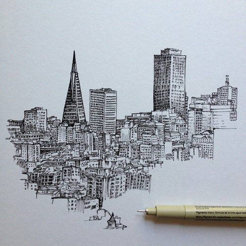 500x500 Image About Tumblr In Paintings And Drawings - City Drawing Tumblr