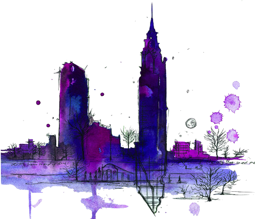 498x427 Tumblr Watercolor City Art Drawing Purple Blue - City Drawing Tumblr