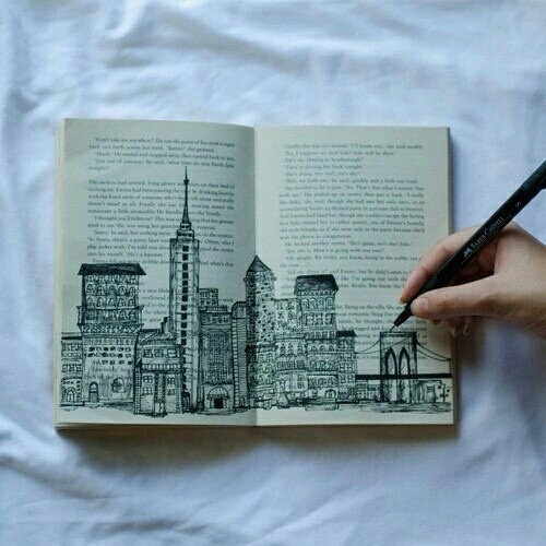 500x500 art, book, buildings, cities, city - City Drawing Tumblr