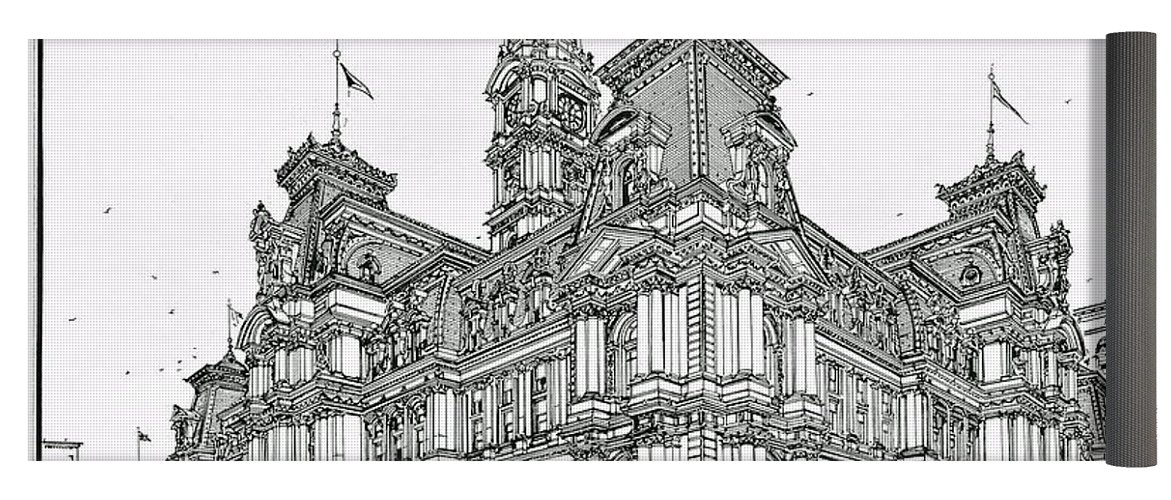 1171x500 philadelphia city hall yoga mat for sale - City Hall Drawing