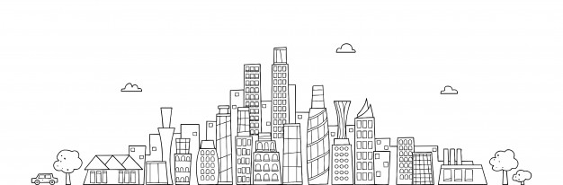 626x206 City Landscape Hand Drawing Vector Premium Download - City Landscape Drawing