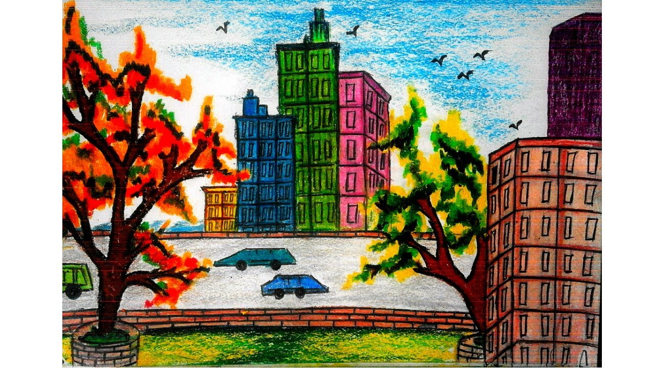 City Landscape Drawing at PaintingValley.com | Explore collection of