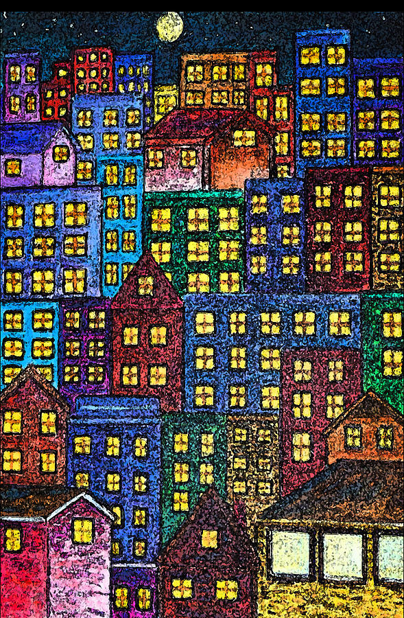 589x900 City Lights - City Lights Drawing