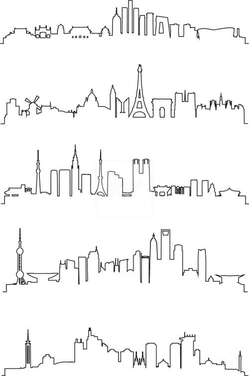 500x755 City Line Art Vector Design Icons Graphics Symbols Typo Digital - City Line Drawing