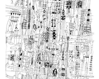 340x270 City Drawing Etsy - City Line Drawing
